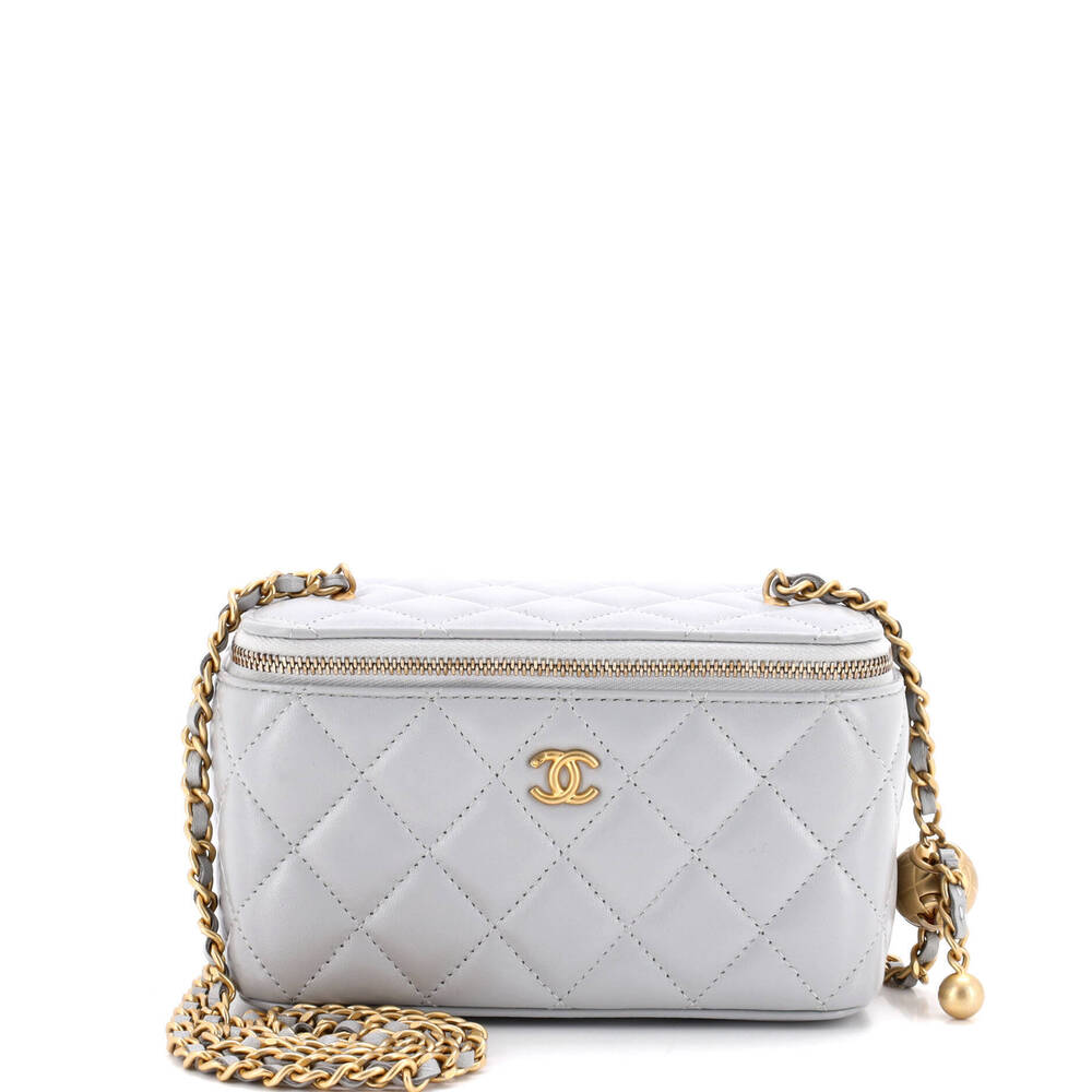 Chanel Small Pearl Crush Vanity Case with Chain Quilted Lambskin